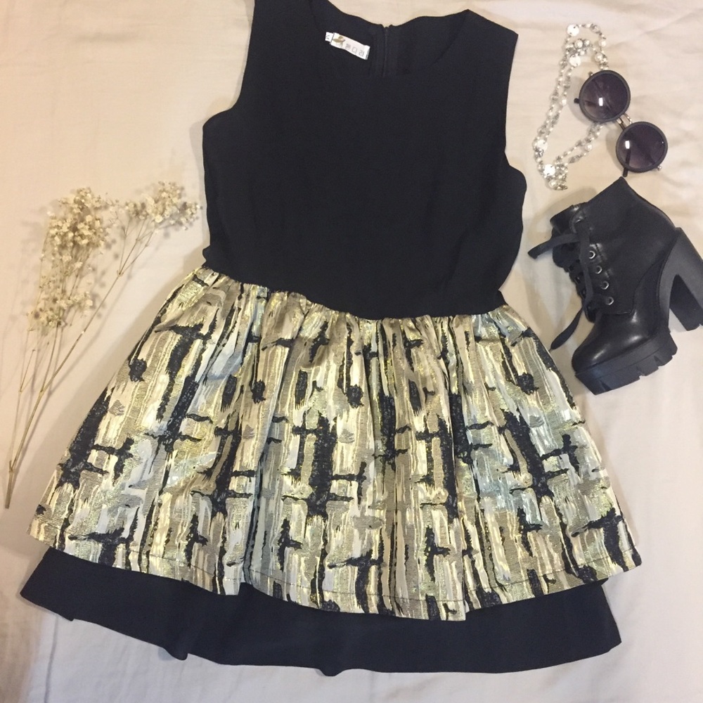 Black and gold dress